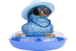 MuMyer Car Rubber Duck Ornaments Colorful Duck Car Dashboard Decorations Accessories with Mini Sunglasses Swim Ring Sun Hat and Color Necklace(CC12)