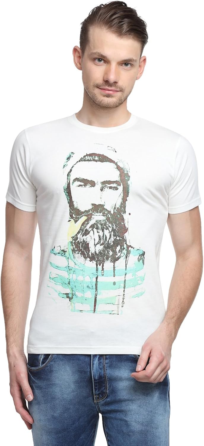 Buy sharktribe Bearedpipe Round Neck T-Shirt (Large) for Men White at Amazon.in