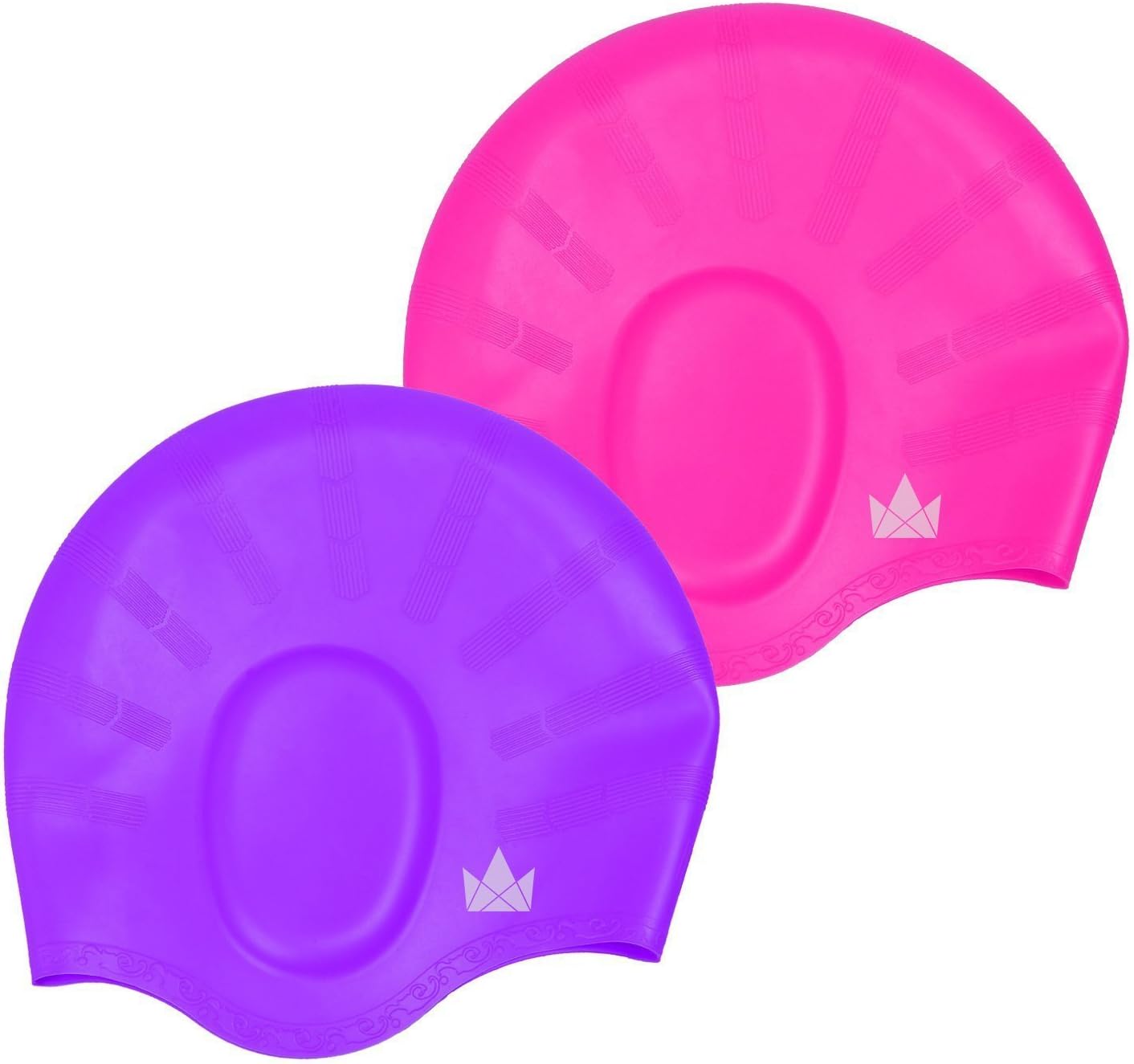The Friendly Swede Silicone Long Hair Swimming Caps for Adults with Ear