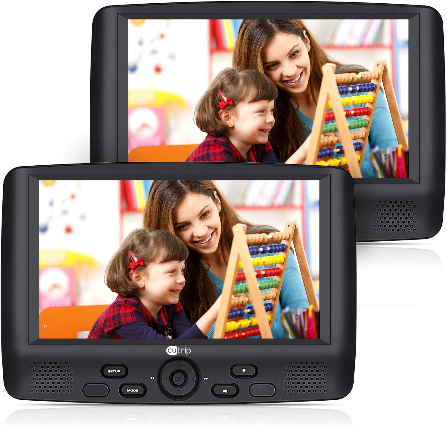 12" Dual Car DVD Player with 9" Screen Headrest Mount Bracket and Rechargeable Battery Support 5 Hours Sync Screen Last Memory USB SD-CUTRIP