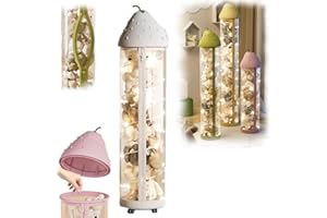 BIFENGSHUNCAI Stuffed Animal Storage Tube with Zipper, Large-68IN, White, Clear, Dust-proof, LED Lights, Wheeled, Toy Organiz