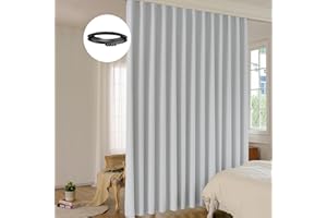 LuminBarrier Room Divider Curtain Sets with Bendable Ceiling Track, 95% Blackout Total Privacy Ceiling Track Curtains Floor to Curtains Track Kits 8.3 ft Wide x 8 ft Tall, Grey, 1 Panel