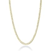 Miabella Italian Solid 18k Gold Plated 925 Sterling Silver Two Tone 3.5mm Diamond Cut Cuban Link Curb Chain Necklace for Women, Made in Italy