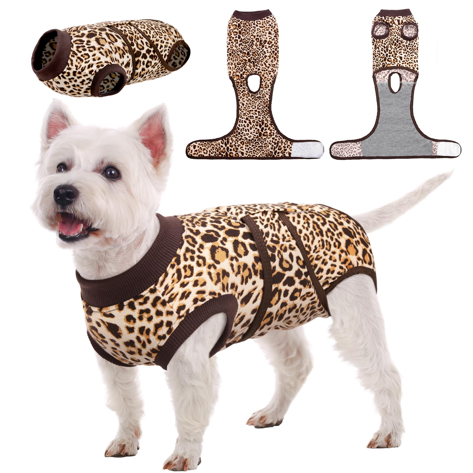 Kuoser Dog Surgery Recovery Suit, Dogs Recovery Suits for Female Spay and Male Neuter, Dog Onesie for After Surgery Post-Op Care, Puppy Post Body Vest Prevent Licking, Brown S — image 1