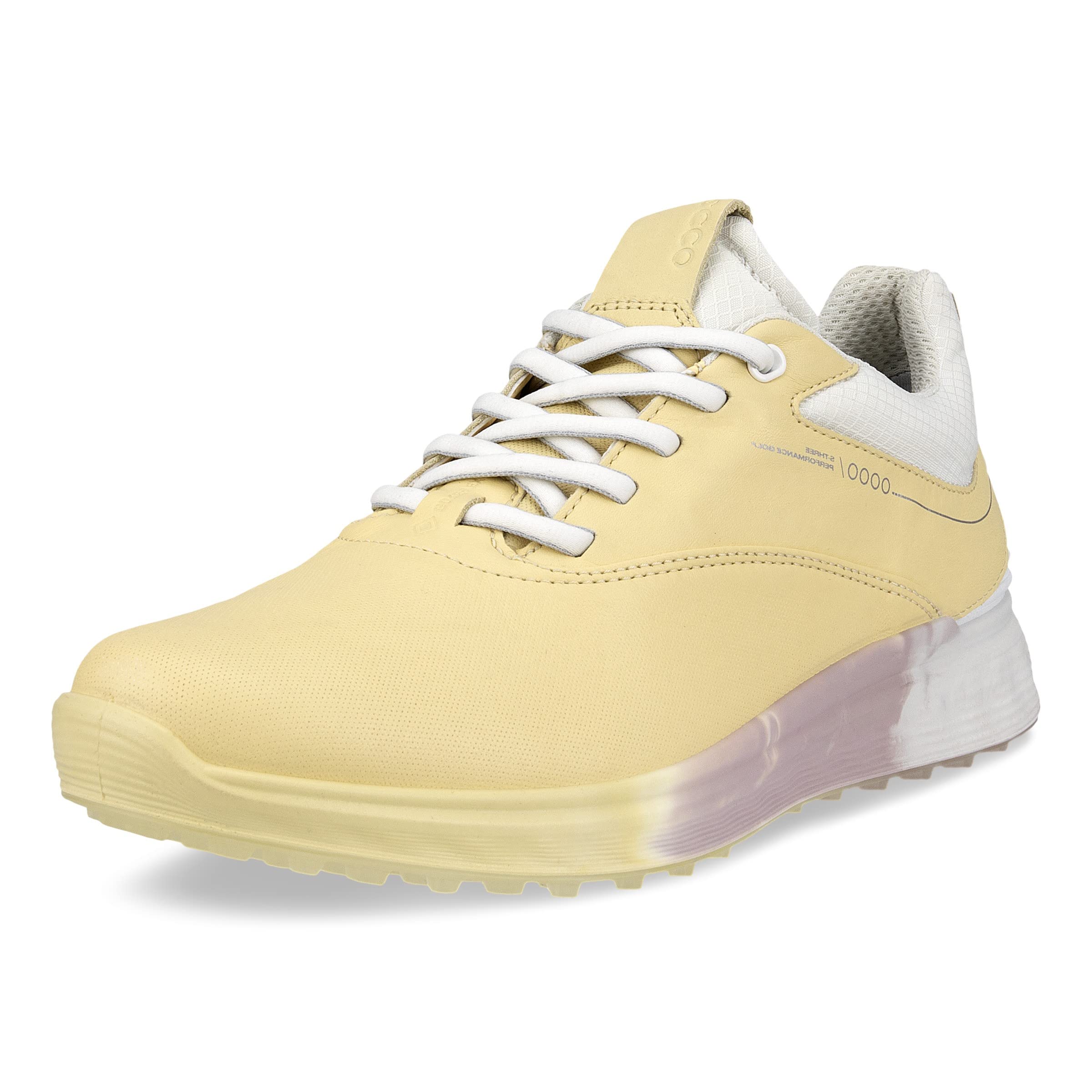 ECCO Women’s S-Three Gore-TEX Waterproof Golf Shoe, Straw/White/Bright White, 8-8.5