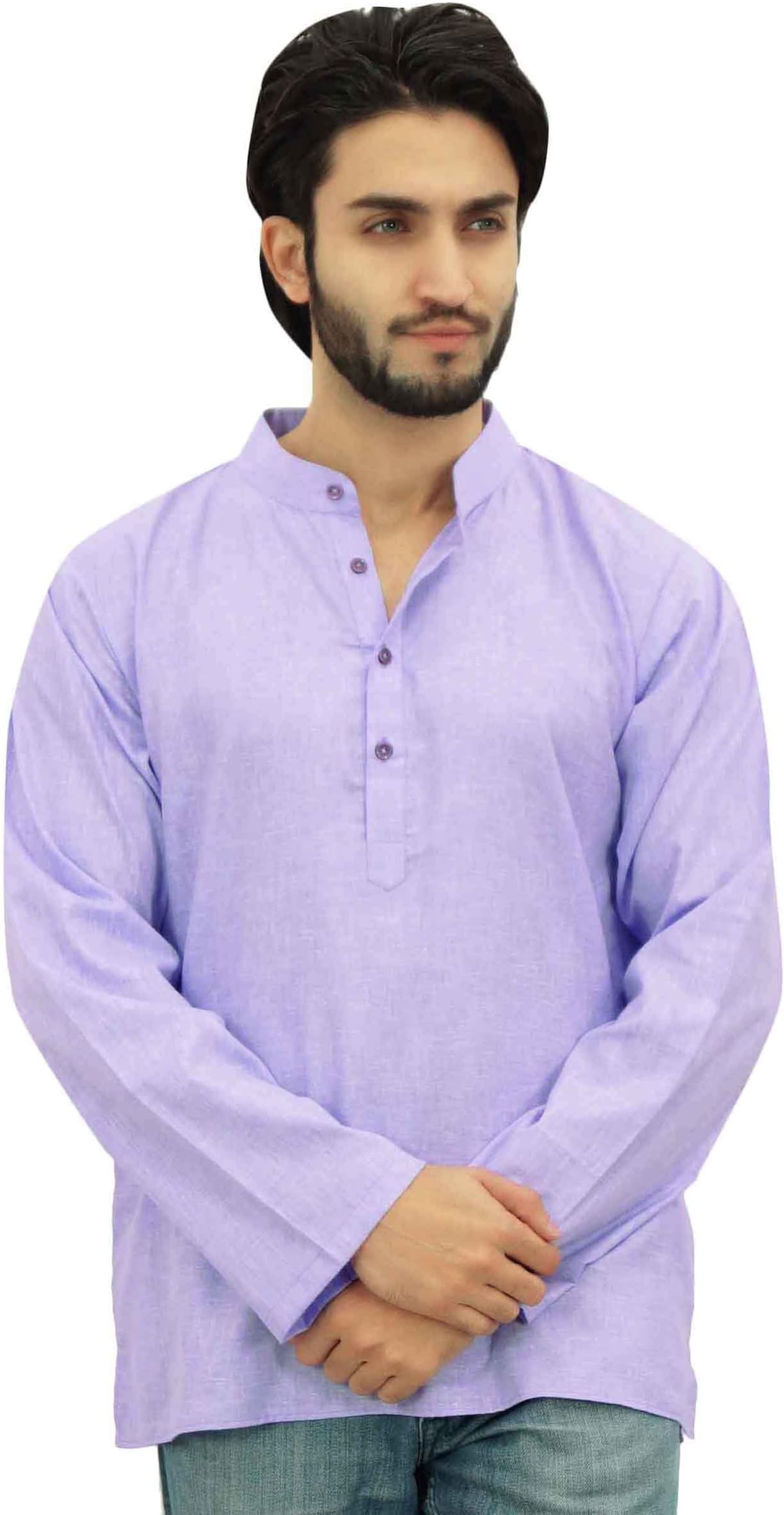 Atasi Ethnic Men's Kurta Full Sleeves Mandarin Collar Cotton Shirt