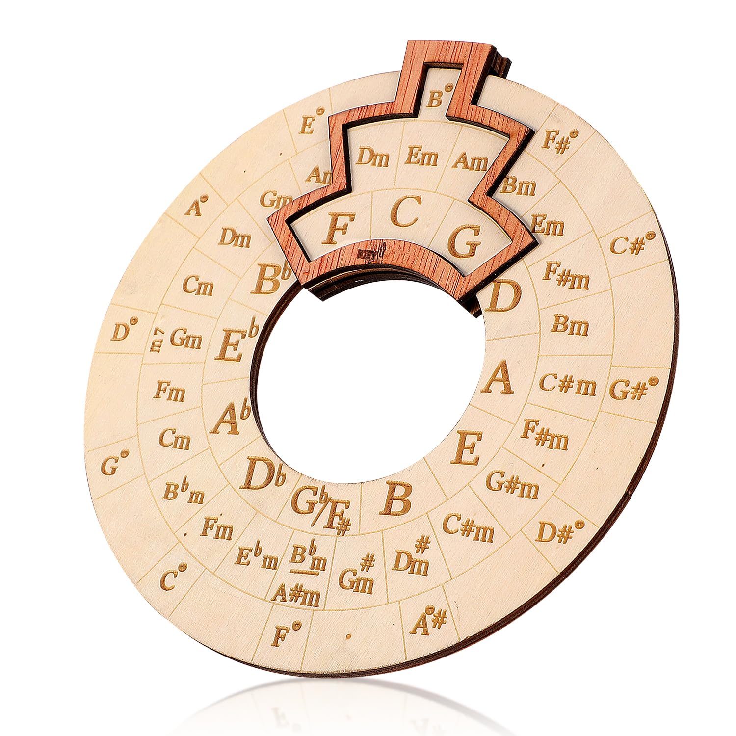 Wooden Melody Tool, Round Wooden Melody Chord Tool Circle of Fifths Wheel Tool Chord Wheel for Musicians for Notes Chords Key Signature