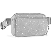 Silver Glitter Fanny Pack for Women Sparkle Belt Bag Casual Waist Pack Adjustable Strap Waist Bag Travel Shopping Cycling Running Hiking