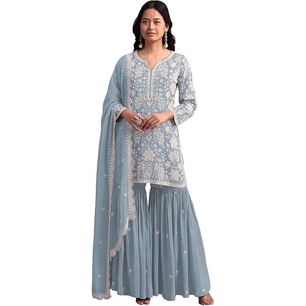 Amazon.com: We Designer Indian/Pakistani Party Wear Sharara Style for  Womens Georgette Plaazo Salwar Kameez for Women Ready to wear (US, Numeric,  46, Regular, Regular, Pista) : Clothing, Shoes & Jewelry