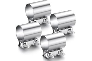 MorningRo 4 Pcs 2.5 Inch Exhaust Clamp 2 1/2" Stainless Steel Exhaust Pipe Muffler Clamp Butt Joint Band Sleeve Coupler for Pipes Muffler Connections, Catalytic Converters