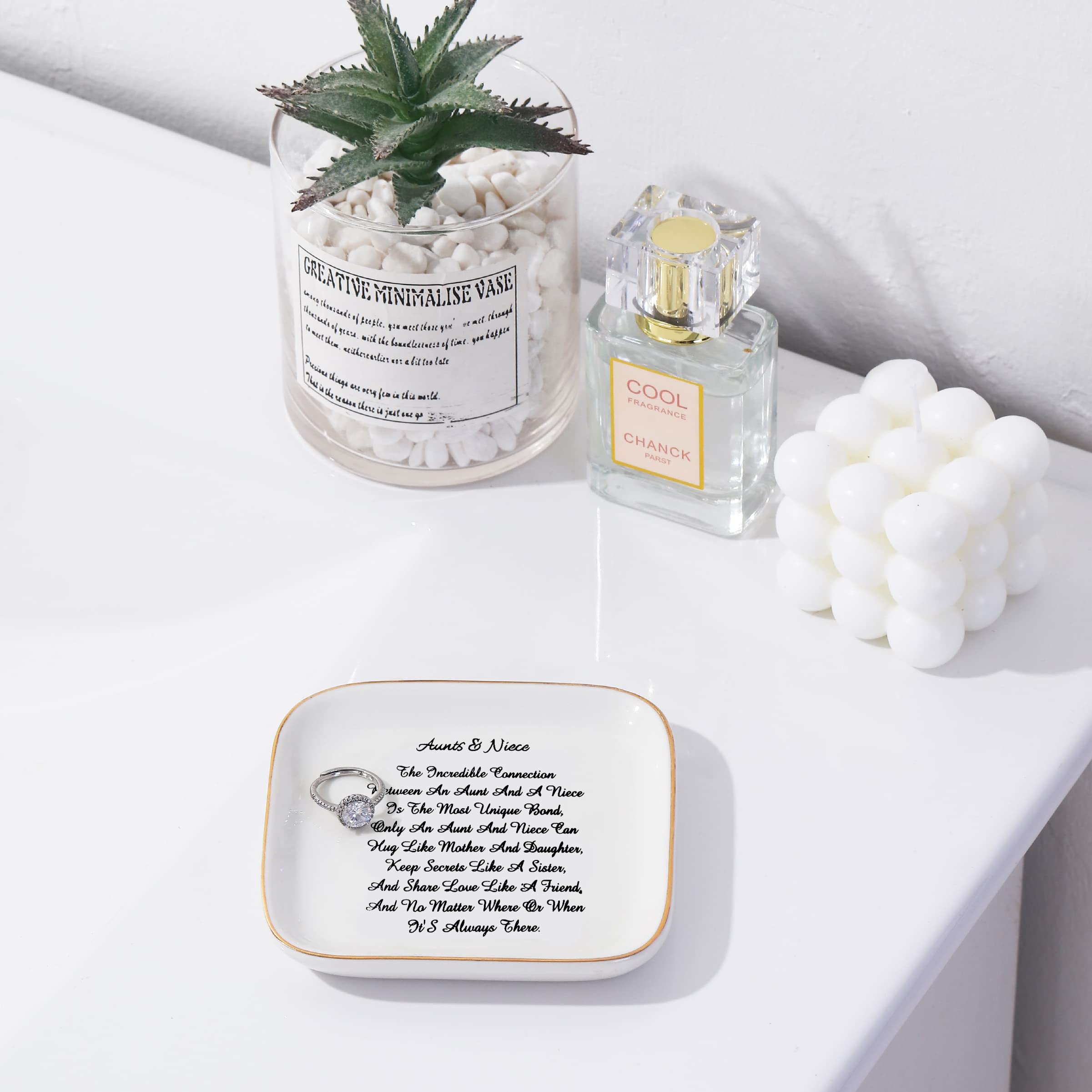 PUDDING CABIN PUDDING CABIN Aunt Gifts from Niece for Mother's Day, “Aunts & Niece” Trinket Dish Ring Holder Gifts for Aunt Mother's Day Aunts Birthday, Thanksgiving, Christmas, Aunt Niece Mother's Day Gifts