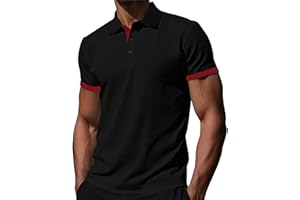 HJINGSUN Mens Golf Polo Ice Silk Mesh Shirts Summer Patchwork Collared Button Up Tops Lightweight Breathable Comfy Tshirts
