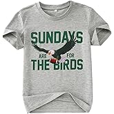 KEKEMI Boys Girls Football Ballgame Shirts Sundays for The Birds T-Shirt Game Day Outfit Kids Sports Tees Football Fans Tops