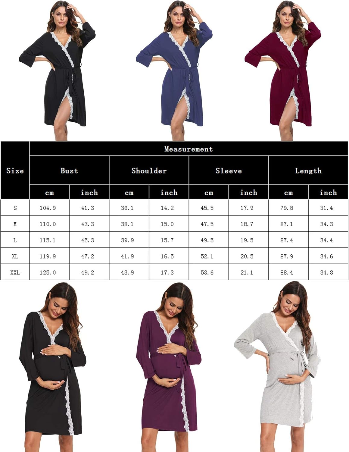Sexqero Women's Robe Maternity Sleepwear Labor Delivery Nursing Nightgown Pregnancy Gown at  Women’s Clothing store