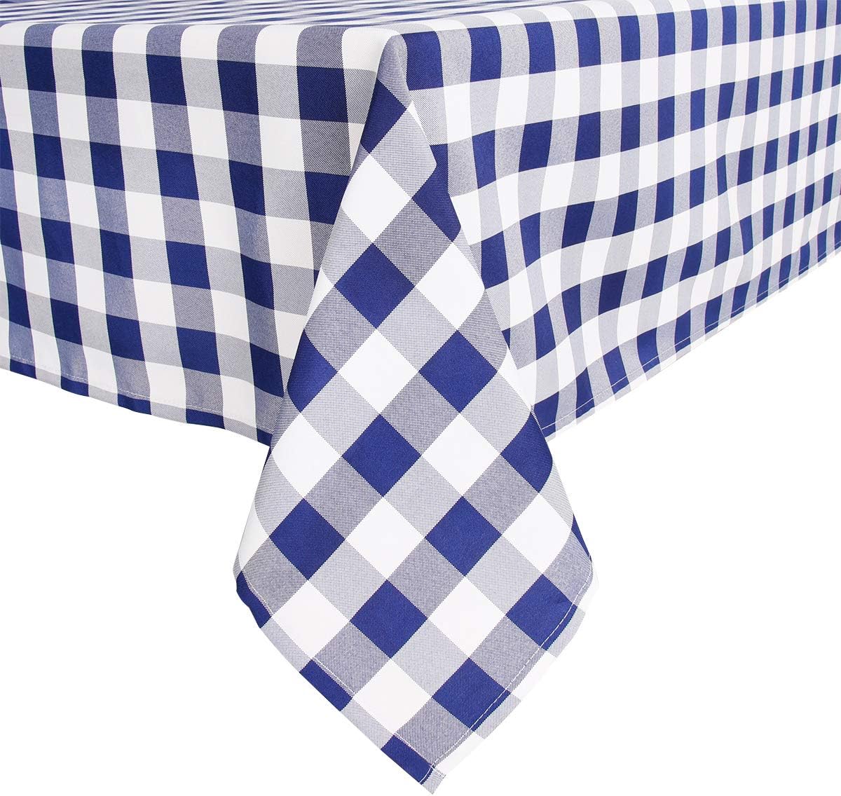Royal Blue and White Checkered Tablecloth,60 x 104 Inch,Yarn-Dyed Rectangle/Oblong Plaid Table Cloth for Indoor Outdoor Picnic Party Banquet,Easy Care Washable Gingham Table Cover