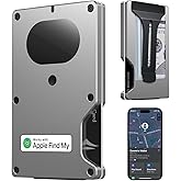 Slim Wallet for Men, Air Wallet Build in Airtag Chip, Smart Wallet Compatible with Apple Find My iOS Only, Minimalist Front Pocket Wallet RFID-Blocking Card Holder with Money Clip (Grey)