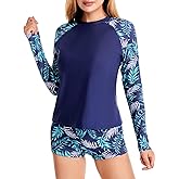 Mexholin Rash Guard for Women Sun Protection Long Sleeve Swimsuits for Women Built in Bra Quick Dry Breathable
