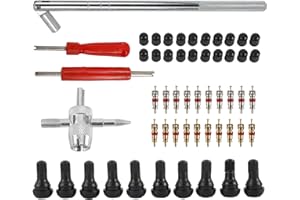 SCNK 54 PCS Tire Valve Tool Set: Universal Fit, Gold, Brass, Rubber, Steel, Tire Valve Stem Puller, Installer, Core Remover, 