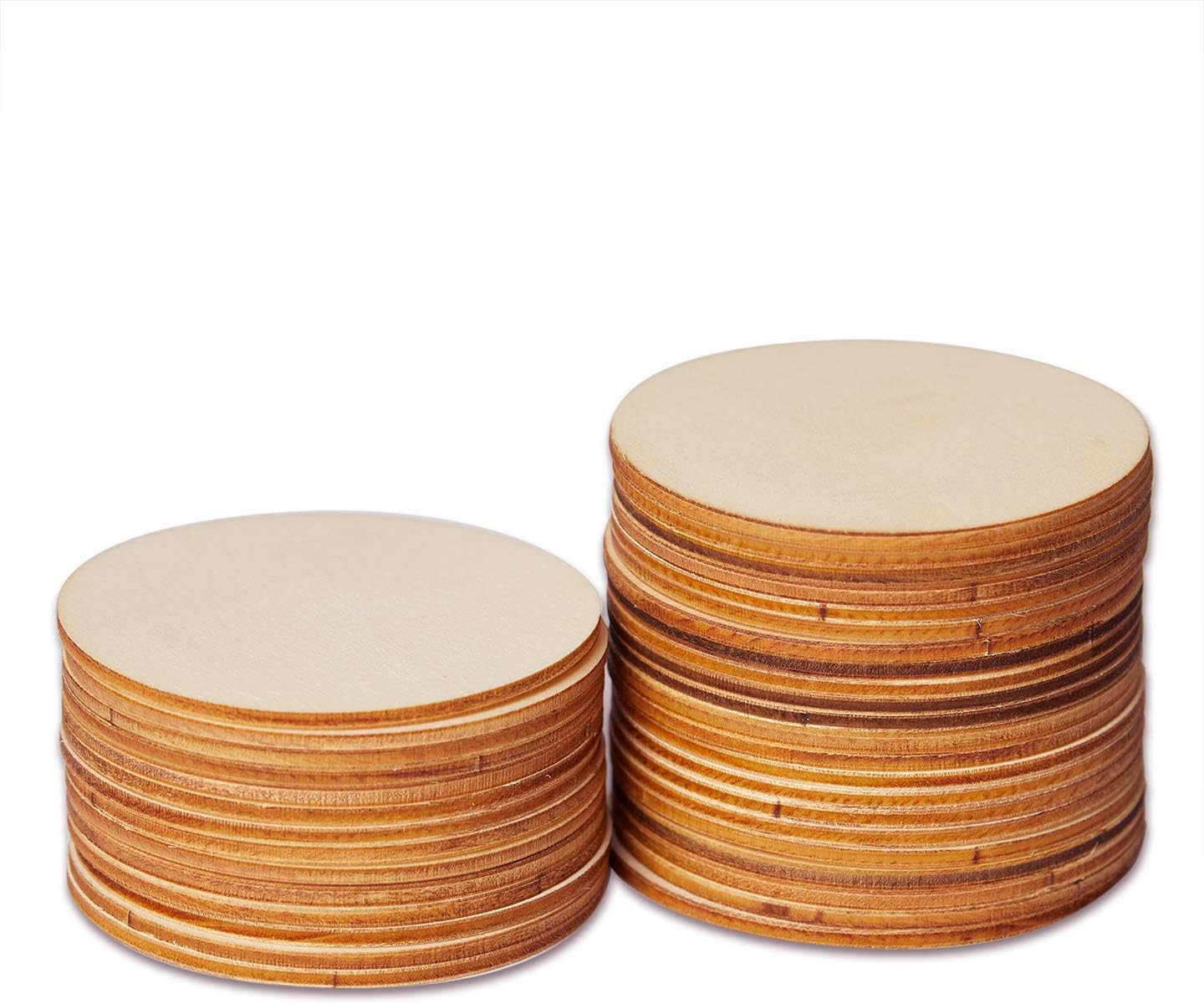 Wood Circles for Crafts, 36-Count Unfinished Wooden Round Disc Cutouts, 2.9 Inches in Diameter