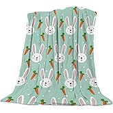 Newhomestyle Easter Day Rabbit and Carrot Pattern Throw Blanket Soft Warm Cozy Lightweight Decorative Blanket for Couch, Bed, Sofa, Travel 50x60 inch