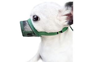 MOIILAVIN Dog Muzzle,Soft Mesh Muzzle for Barking Grooming Biting Chewing for Small Medium Breeds, Barkless Mesh Muzzle Stop Puppy Eating Poop&Rocks XXS XS S (Green, XS)