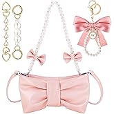 5 Pcs Coquette Pearl Leather Bow Purse for Women Christmas Gift Cute Y2k Crossbody Bag Bow Charm Extender Chain Strap