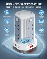 Sameriver Tower Extension Lead 3M 8 AC Outlets 4 USB Ports Surge Pro 13A view 7
