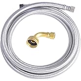 Hydro Master Braided Stainless Steel Dishwasher Connector with Elbow 72 inches 3/8" Comp x 3/8" Comp