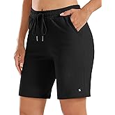Stelle Women's 7"/10" Cotton Bermuda Shorts Knee Length Comfy Lounge Athletic Sweat Shorts with Deep Pockets