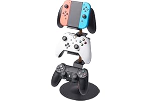 Yamazaki Home Tower Universal Game Controller Stand – Adjustable 4-Tier Holder For Controllers & Headsets - Steel + Wood