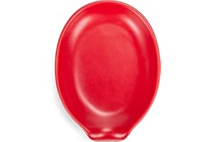 NAT AND JULES Nat & Jules Matte Fire Red 6 x 4 inch Ceramic Oval Countertop Spoon Rest - Versatile & Ideal for Everyday use from your Stove Top, Kitchen Counter, and Coffee or Cooking Stations, Matte Fire Red