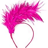 KICOFIT Feathers Headband Masquerade Headpiece for Women Halloween Christmas Party Favor Floral Fascinator Crown (Feather-rose, One size)