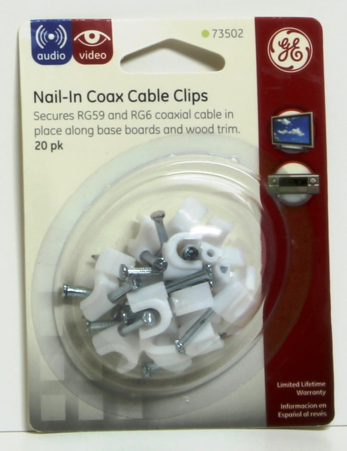 GE NailIn Coax Cable Clips 20 Pack Home Improvement