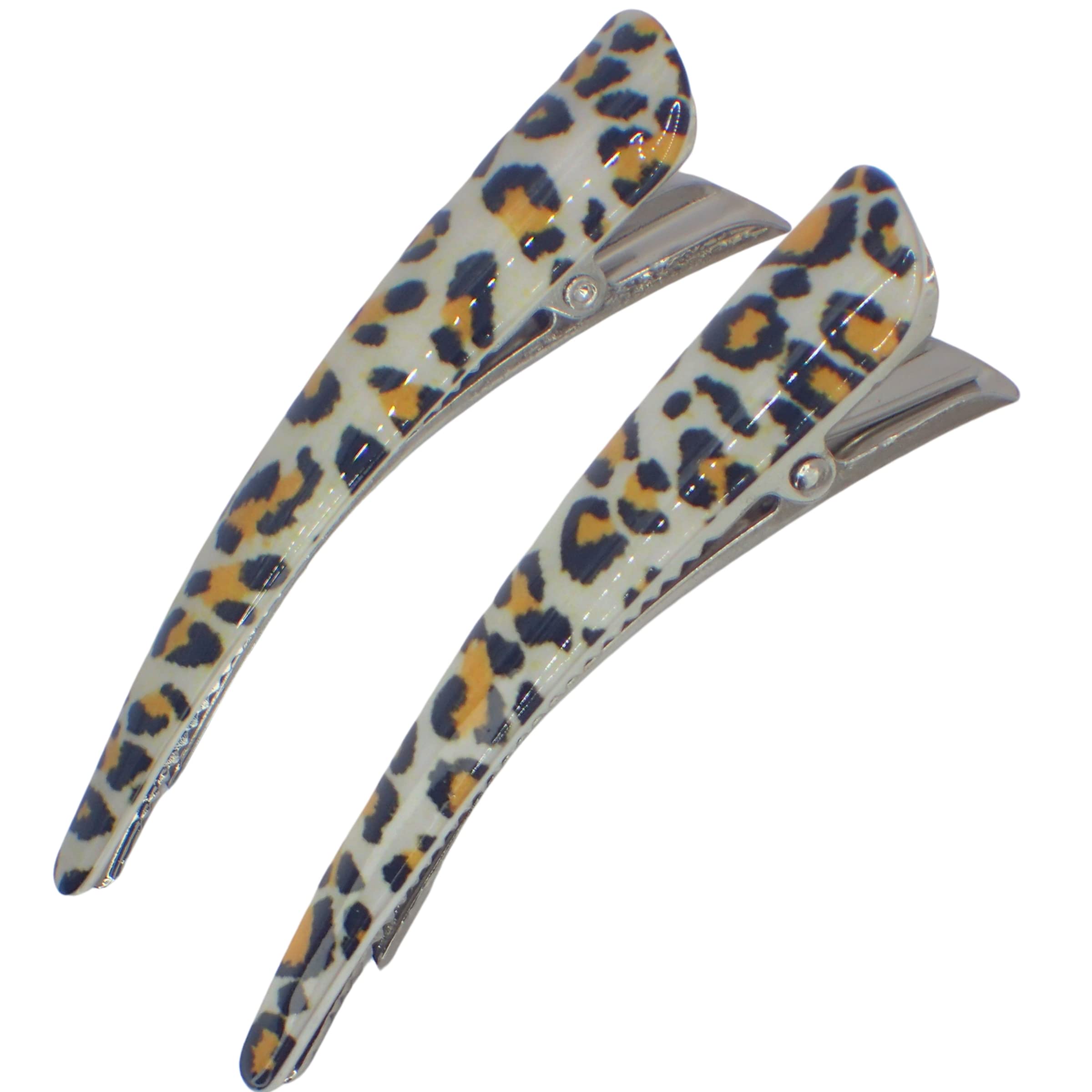 Topkids Accessories 8cm Hair clips for Women, Duckbill/Beak/Concorde design, Sectioning Hair Clips, Hair Accessories for Women, Hair grips, Hairdressing clips (Animal print white)