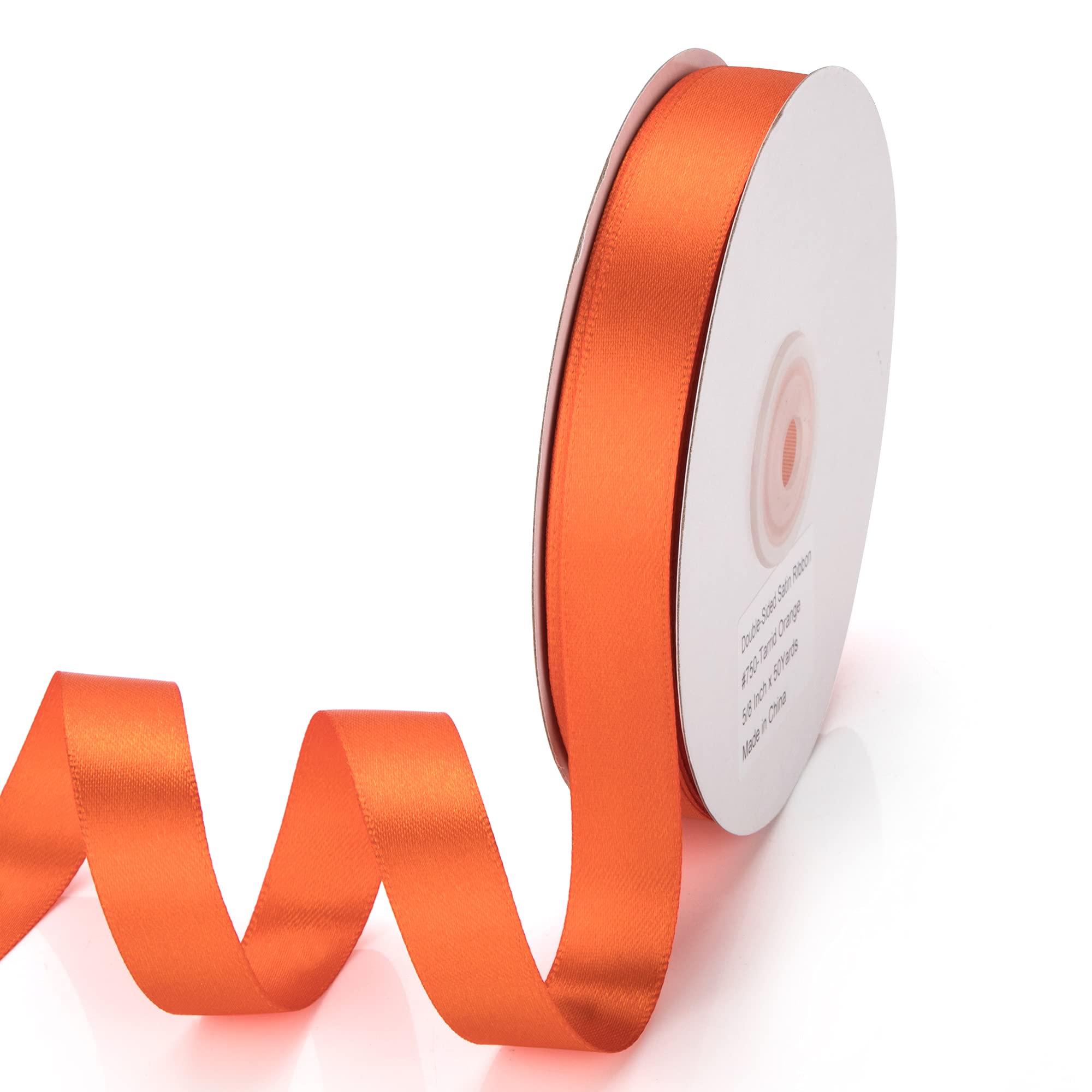 IHKFILAN Satin Ribbon in Tarrid Orange (16 mm x 45.72 m) - Matt Shiny Gift Elegant Ribbon for Decorating, Crafts, Wrapping Special Gifts, Weddings, Christenings