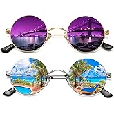 AIEYEZO Retro Round Sunglasses for Men Women Circle Polarized Sun Glasses Trendy Vintage Small Round Shades