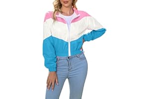 LAOARA Women’s Lightweight Windbreaker Sport Jacket Zip Up Color Block Coat Casual Long Sleeve Jogging Outerwear