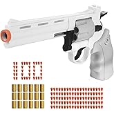 Revolver Toy Gun with 100 Soft Bullets,18 Shells,Gun Fidget Toy,Christmas Birthday Gifts for Boys Kids Adult Age 8+(White)