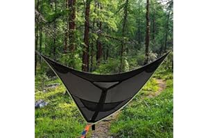 FUKQVOD GIFTZS Multi Person Hammock 3 Point Design Capable, Triangle Hammock of Holding 6 Adults, for Travel Backyard Outdoor Garden Camping (Black,400 * 400 * 400cm) (t23)