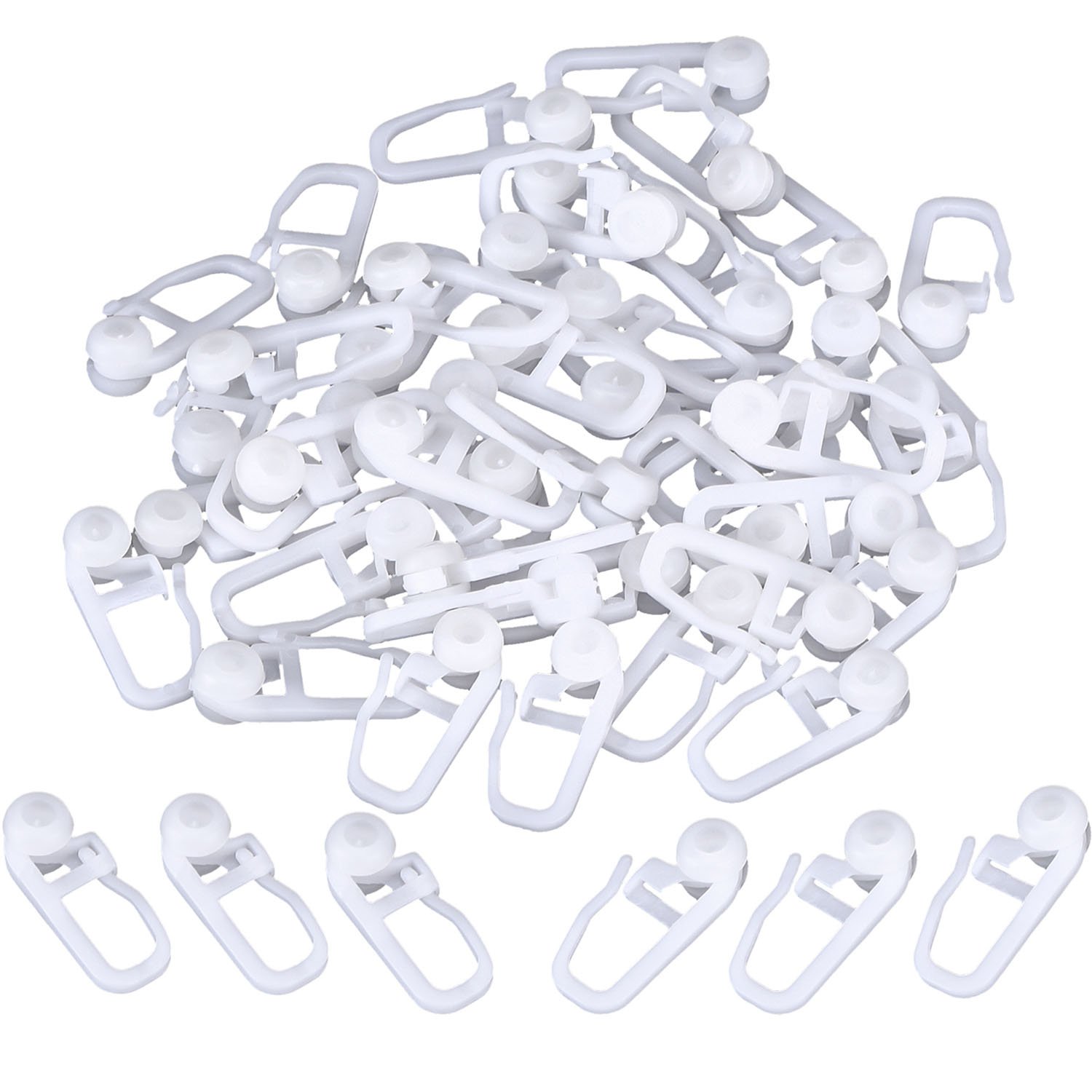Hotop 50 Pack Plastic Curtain Fastener for Track Type Curtain, White, 1x0.39x0.51in (LxWxH), 27g, 50 Pieces