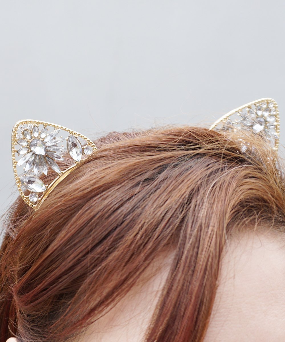 Crystal Cat Ears, Cat Ears Headband, Bejeweled Cat Ears