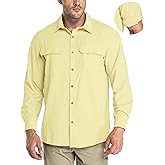 33,000ft Men's Long Sleeve Sun Protection Shirt UPF 50+ UV Quick Dry Cooling Fishing Shirts for Travel Safari Camping Hiking