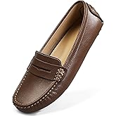 Artisure Women's Classic Comfort Leather Penny Loafers Casual Slip-Ons Lightweight Walking Flats Driving Mocs Boat Shoes