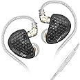 Linsoul KZ AS16 Pro Wired Earbuds, 16BA Balanced Armature Drivers Earphones HiFi Bass in Ear Monitor Earphones with Detachable 0.75mm 2 pin Cable (Black, with Mic)
