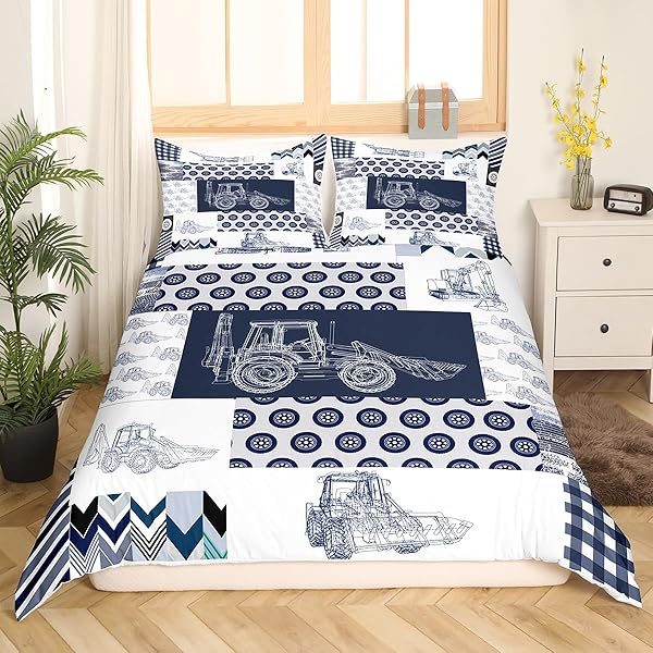 FEELYOU KIDS CONSTRUCTION BEDDING SET TWIN SIZE EQUIPMENT...