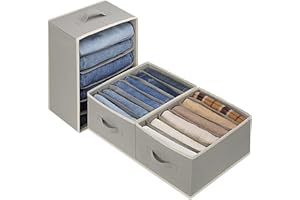 Baesyhom 3 Pcs Large Size Wardrobe Clothes Organizers 6 Grids for Pants, Jeans, Sweater, T-shirt, Thin Coat, Dress Stackable 