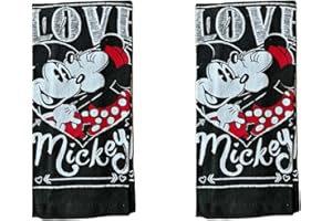 7STAR All-time Favorite Disney Characters Collection 100% Cotton Kitchen Towel Set -2pc (2, Mickey Minnie Love u- Black)