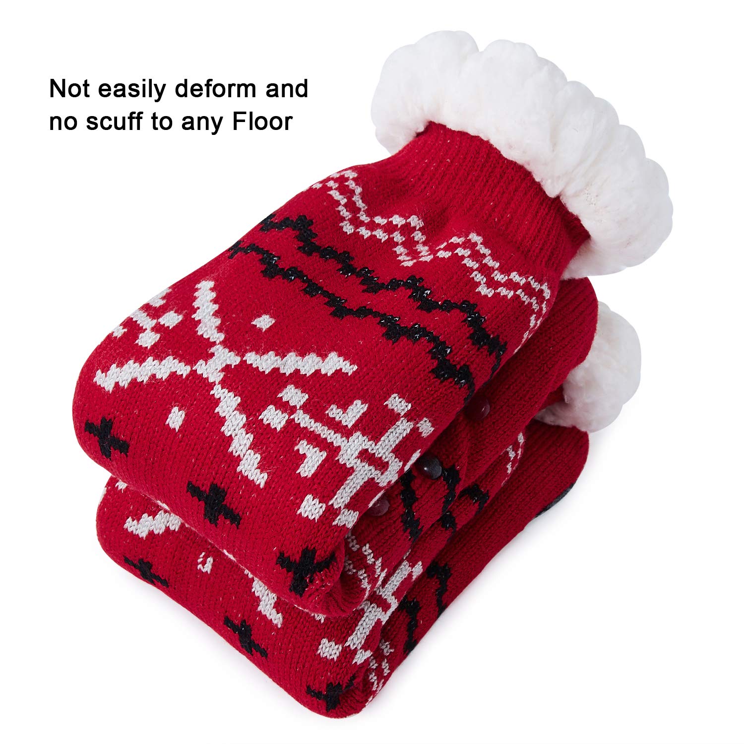 Uideazone Slipper Socks Fleece-Lined Cozy Thick Winter Knee Highs Stockings for Women Girls