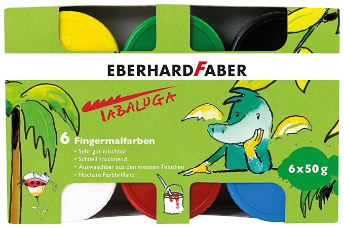 Eberhard Faber 578605 - Fingerfarbe Tabaluga, 50 ml, 6 Farbtöpfe