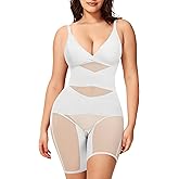 KUMAYES Shapewear Bodysuit for Women - Tummy Control Butt Lifter Fajas Body Shaper V-Neck Body Suits with Built in Bra